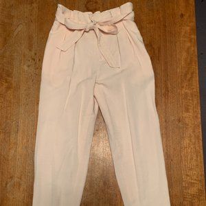Club Monaco Tie-front Wide-leg Linen Pants - Size 4 - Pink